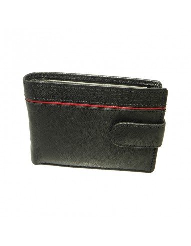 Billetera de piel para hombre negro rojo