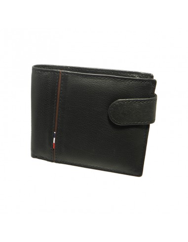 Cartera de piel con broche negra