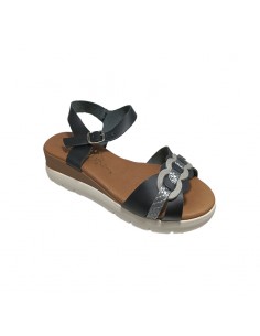 Sandalia de piel negra mujer