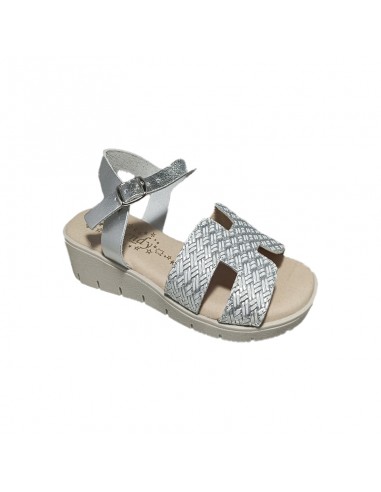 Sandalia de piel plata gel Sandalia de piel plata gel