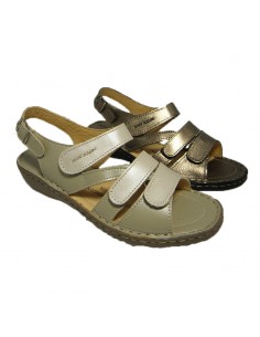 Sandalia velcros piel bronce
