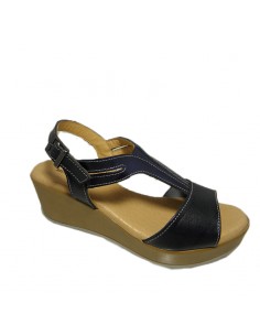 Sandalia media cuña azul