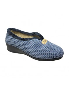 Zapatilla cerrada para casa con cuña azul 2